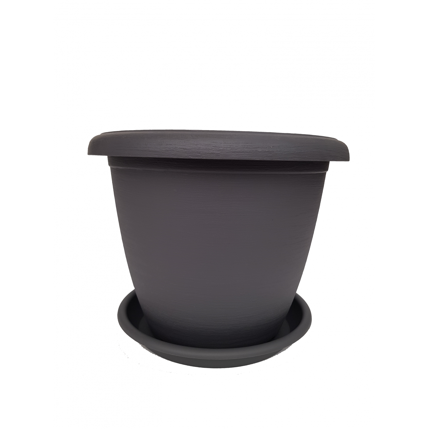Ghiveci decorativ Terrae, 25 cm, gri antracit, 6l, cu tava, Plastecnic Italia Ghivece