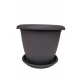 Ghiveci decorativ Terrae, 25 cm, gri antracit, 6l, cu tava, Plastecnic Italia Ghivece