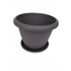 Ghiveci decorativ Terrae, 25 cm, gri antracit, 6l, cu tava, Plastecnic Italia Ghivece
