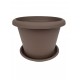Ghiveci decorativ Cilindro 25 cm, bej, 6l, cu tava, Plastecnic Italia Ghivece