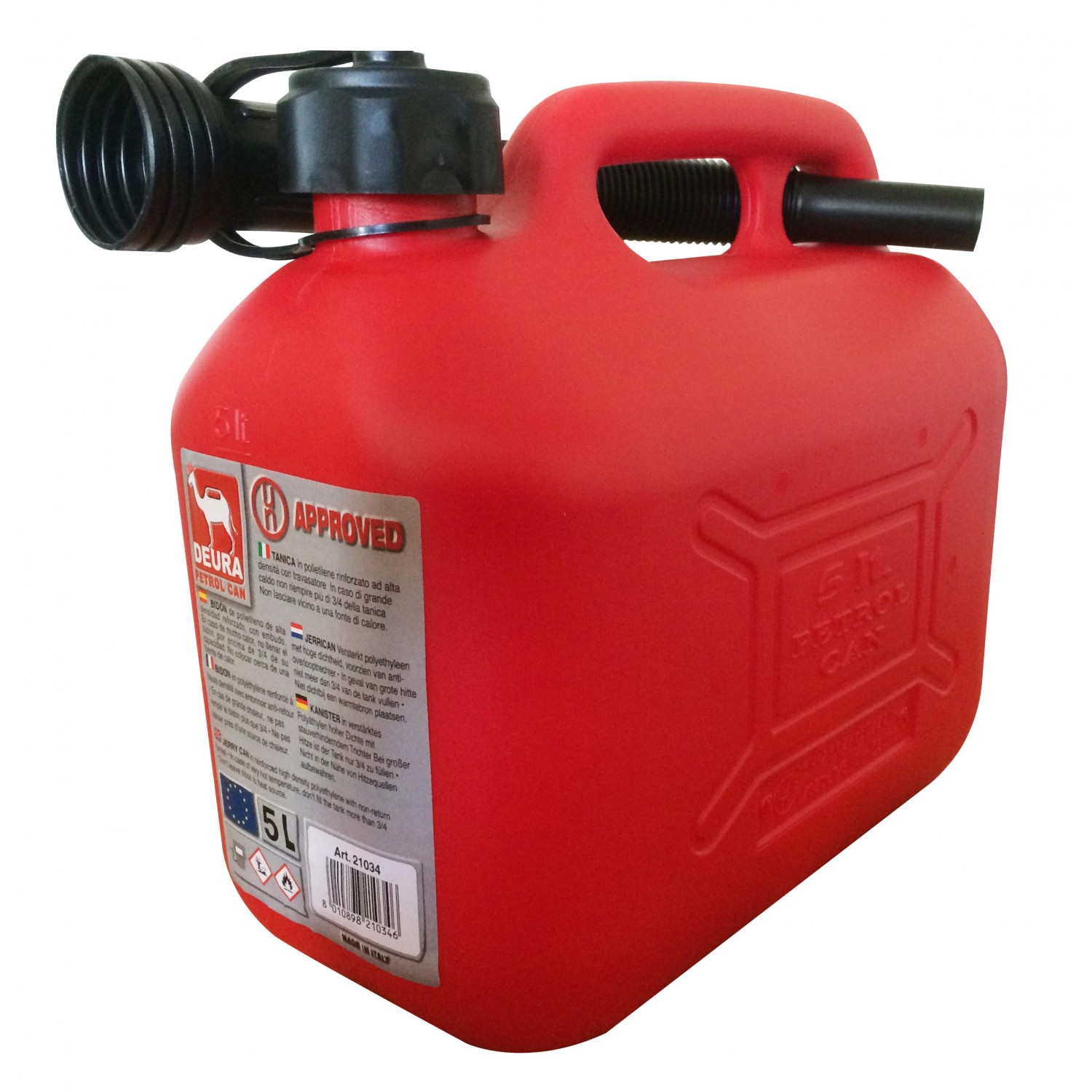 Canistra combustibil + palnie flexibila plastic 5L, DEURA Italia Canistre plastic